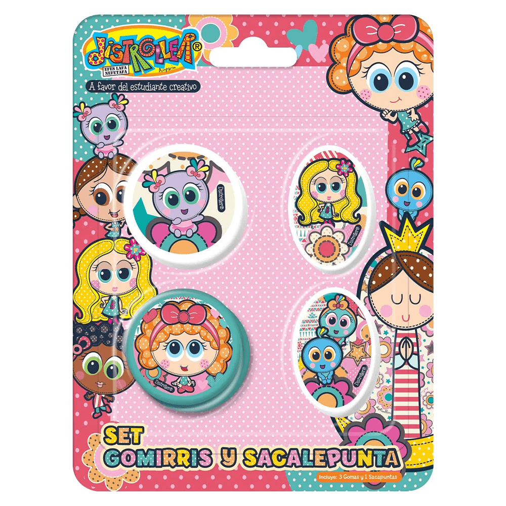 Set 3 Gomas De Borrar Y 1 Sacapuntas Disetroller