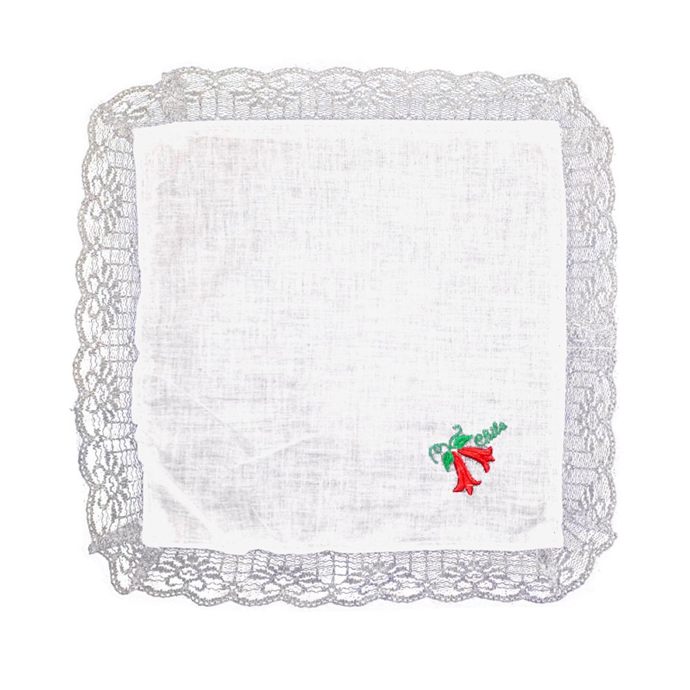 Panuelo Dieciochero Blonda Copihue 28 x 28 Cm 1 Unidad Fiestamania