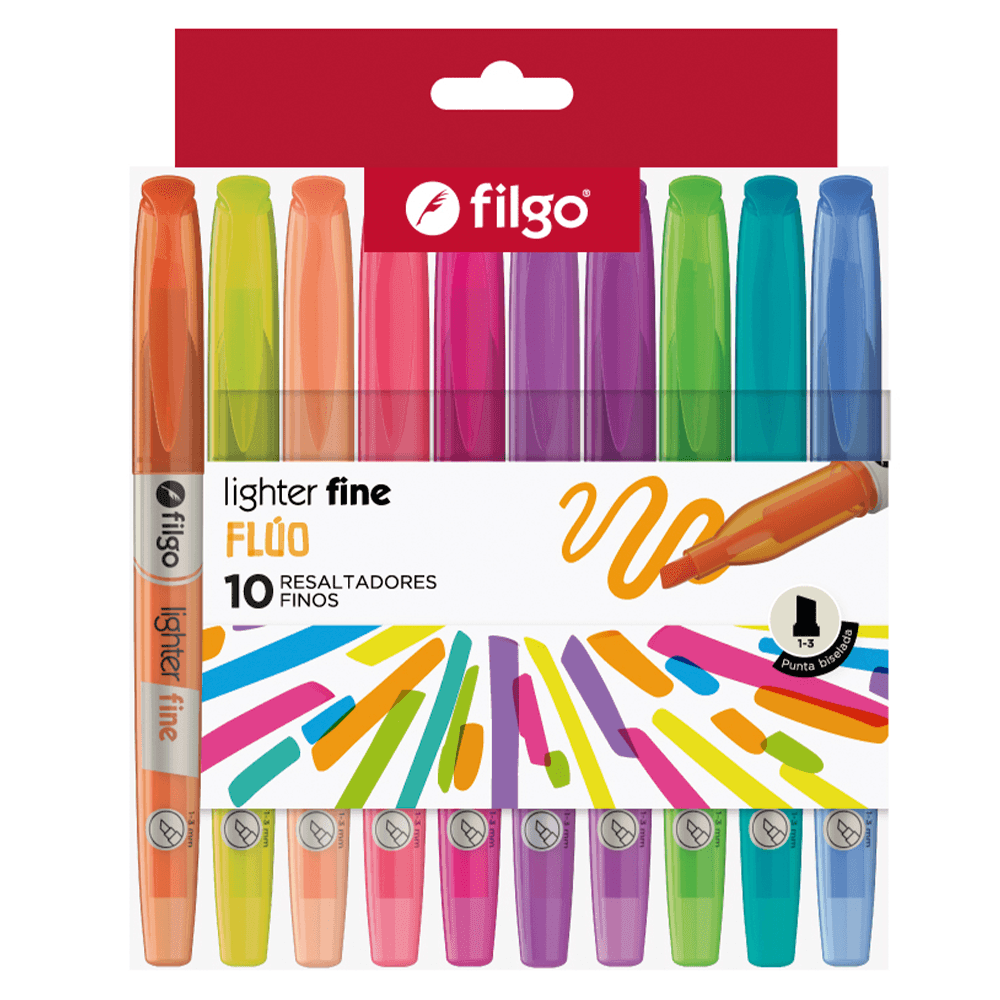 Set Destacadores Lighter Fine 10 Unidades Fluor Filgo
