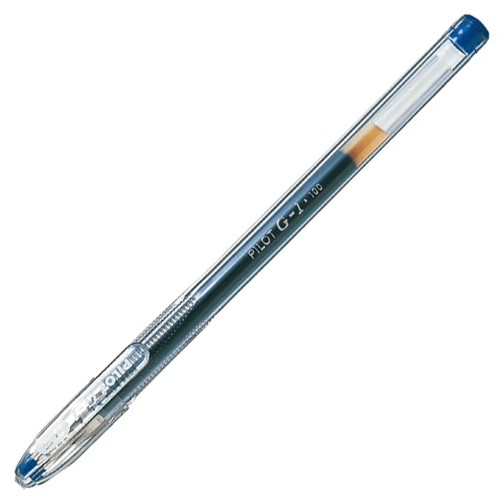 Lapiz Tinta Gel 0,5 Mm Azul G-1 Cuerpo Cristal Transparente Punta Metal Pilot