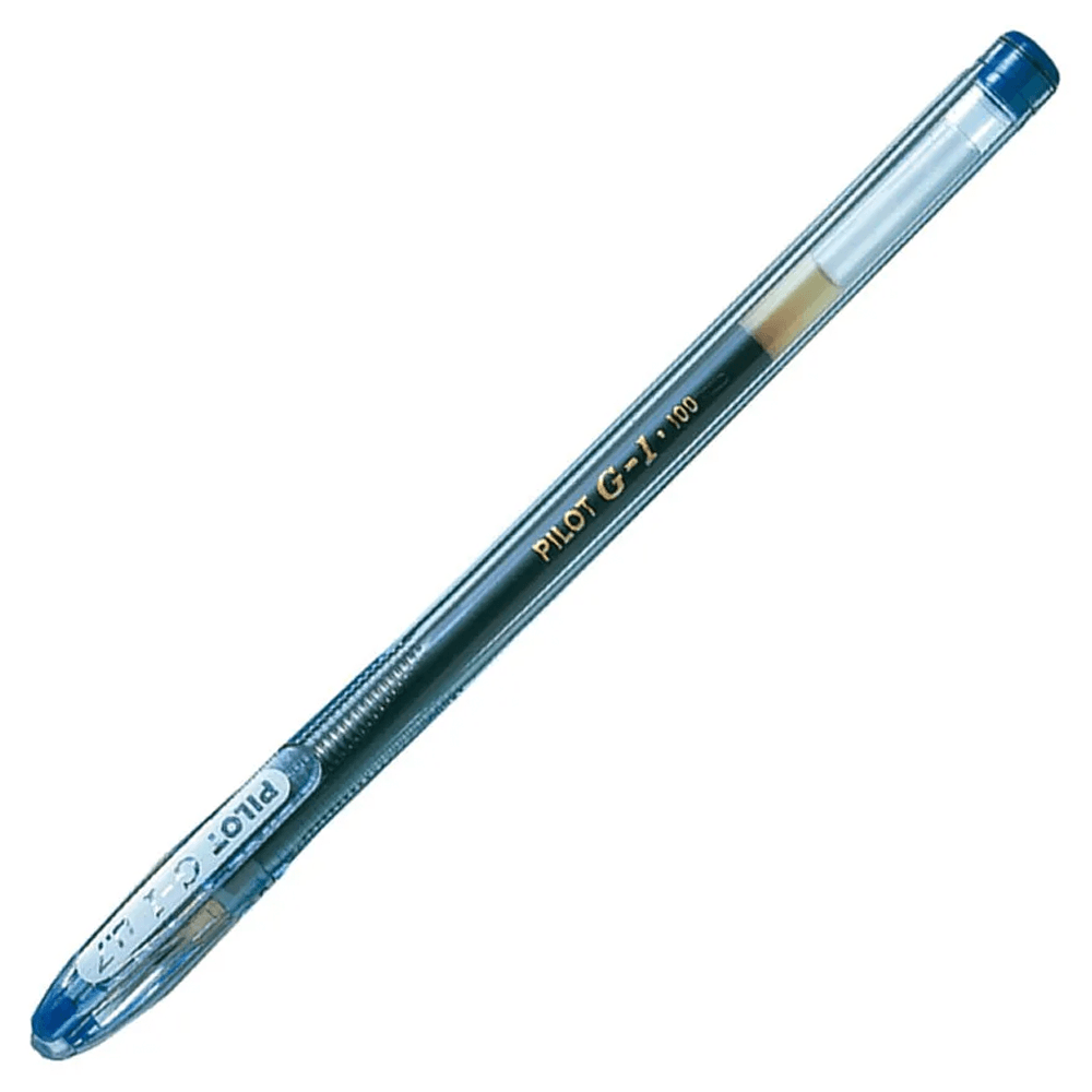 Lapiz Tinta Gel 0,7 Mm Azul G-1 Cuerpo Cristal Transparente Punta Metal Pilot