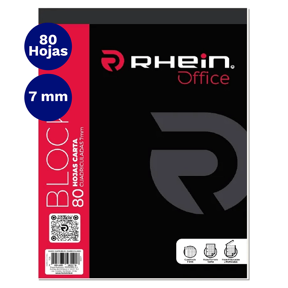 Block Prepicado Perforado Carta 80 Hojas 7 Mm Rhein