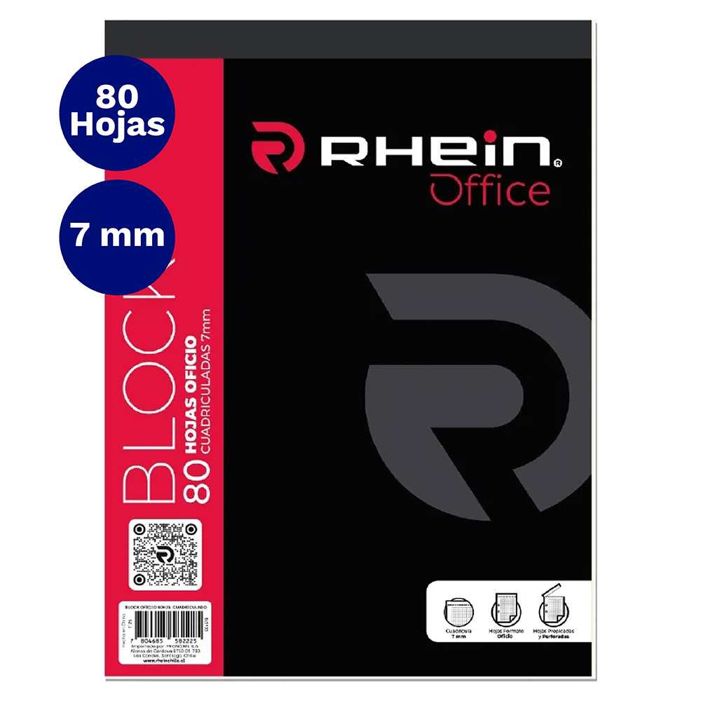 Block Prepicado Perforado Oficio 80 Hojas 7 Mm Rhein
