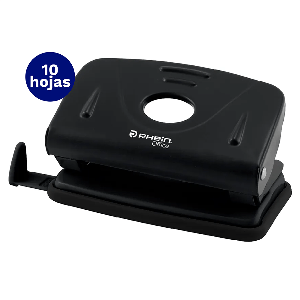 Perforadora Pequeña Metal 10 Hojas Negra Rhein