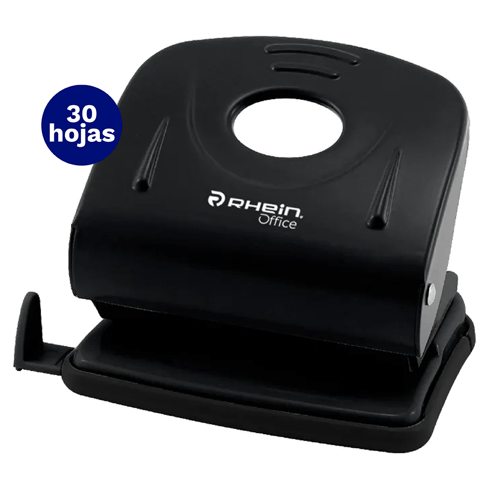 Perforadora Grande Metal 30 Hojas Negra Rhein