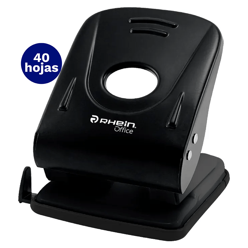 Perforadora Grande Metal 40 Hojas Negra Rhein