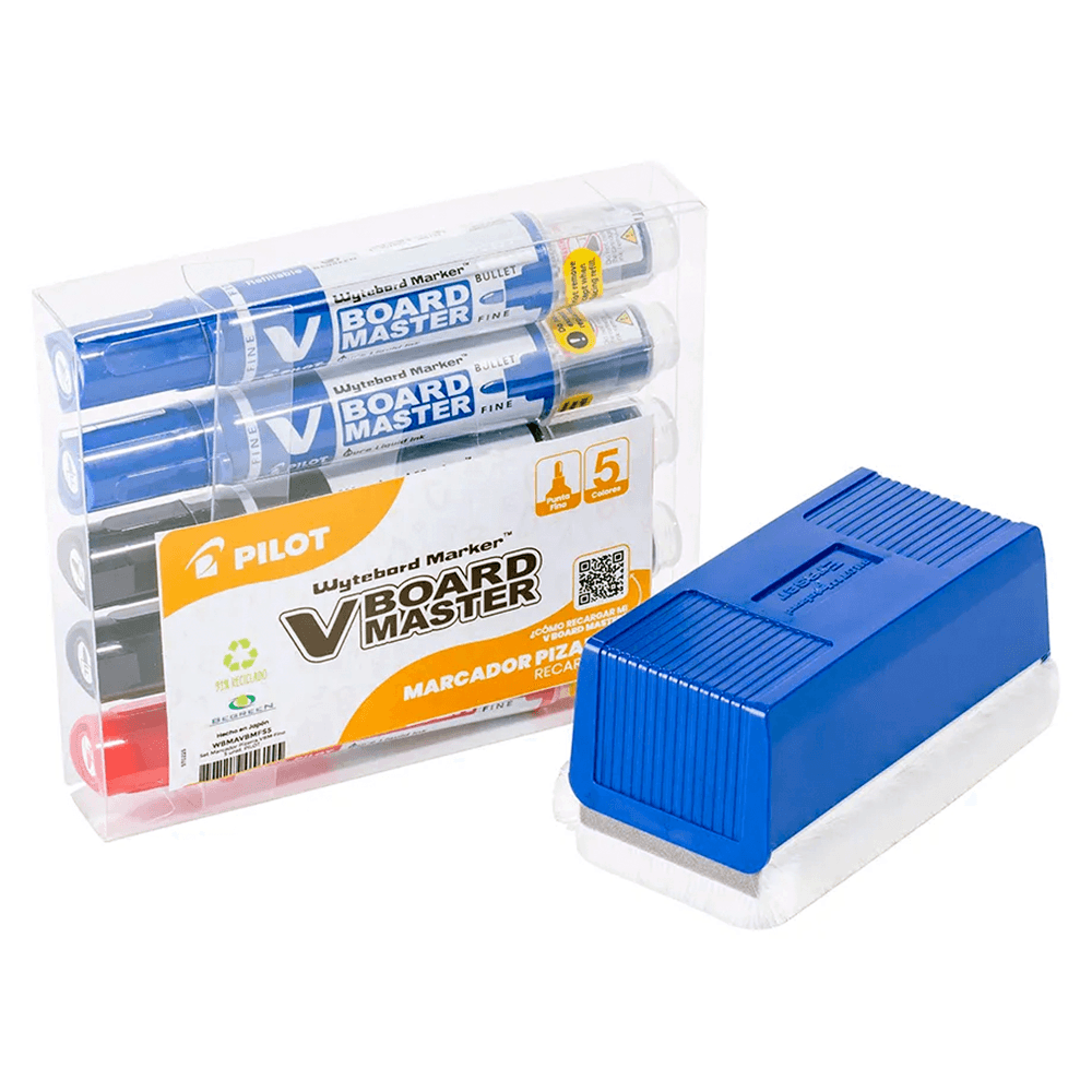 Marcador De Pizarra V Board Master Set 5 Colores + Borrador Pilot