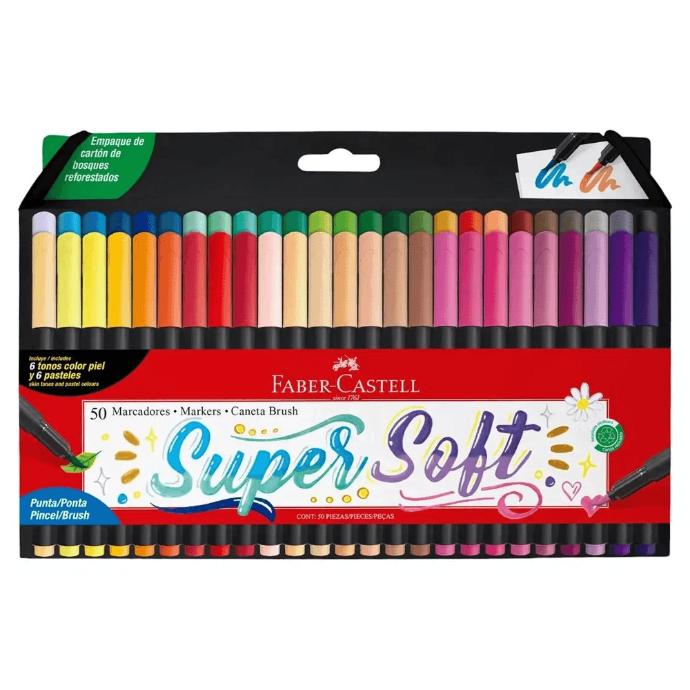 Marcadores Super Soft Estuche 50 Colores Faber Castell