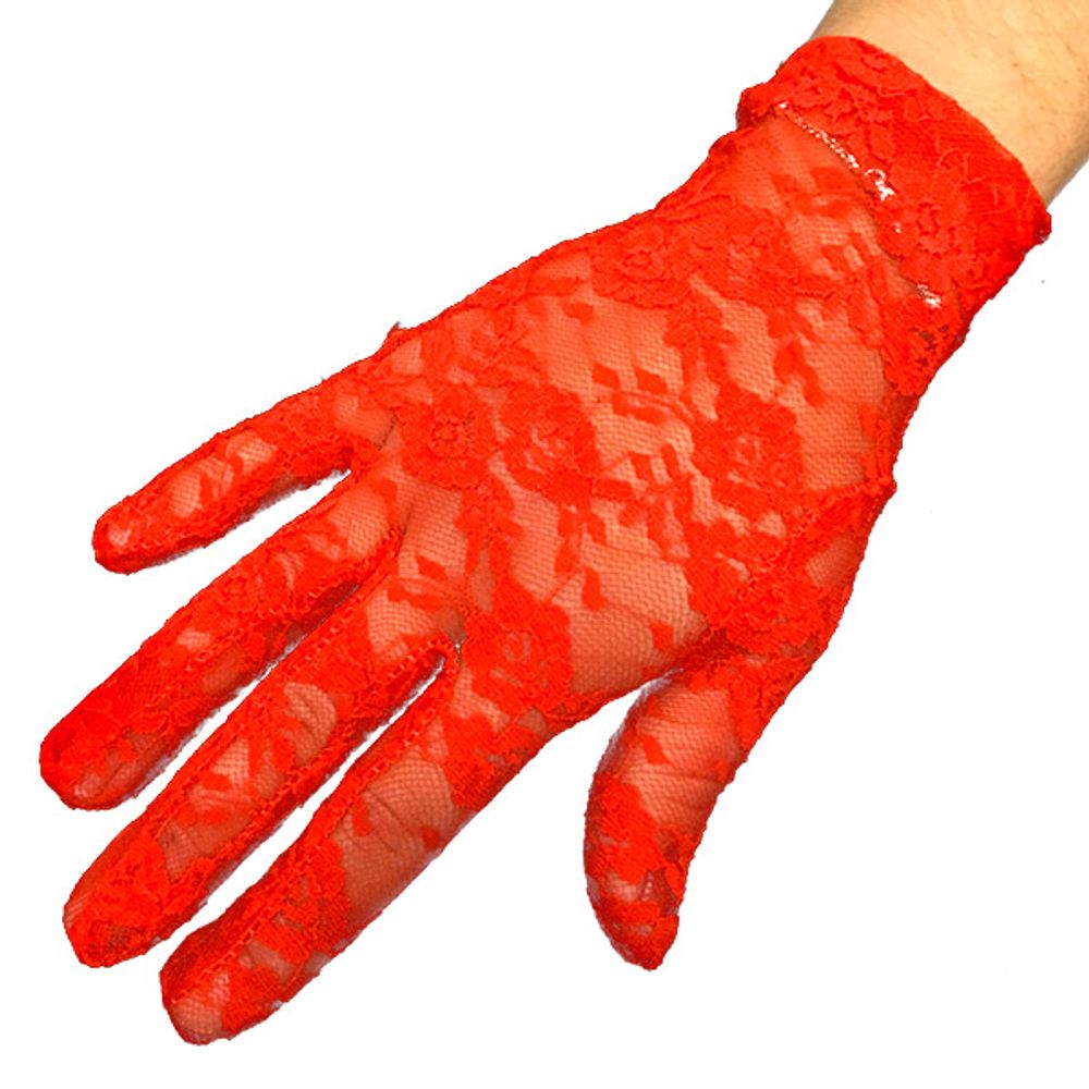 Guante Encaje 21 Cm Rojo Fiestamania
