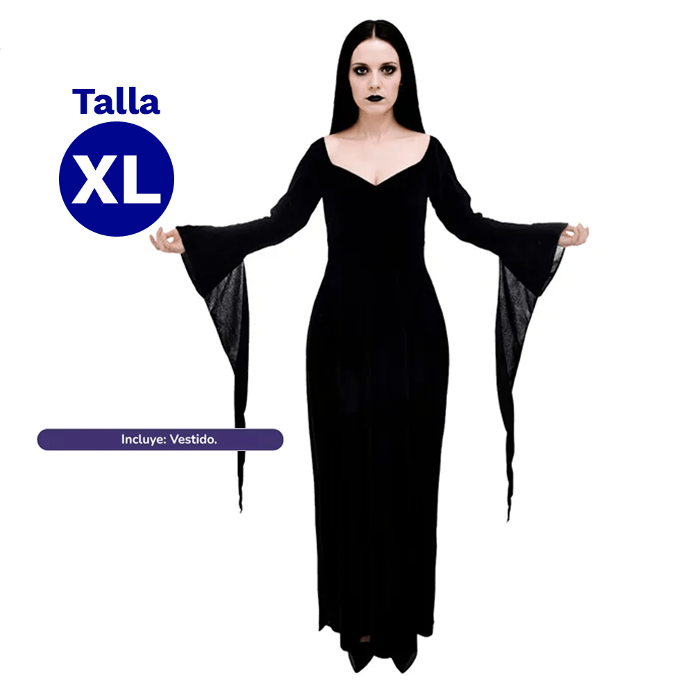 Traje Merlina Morticia Addams Talla XL Fiestamania