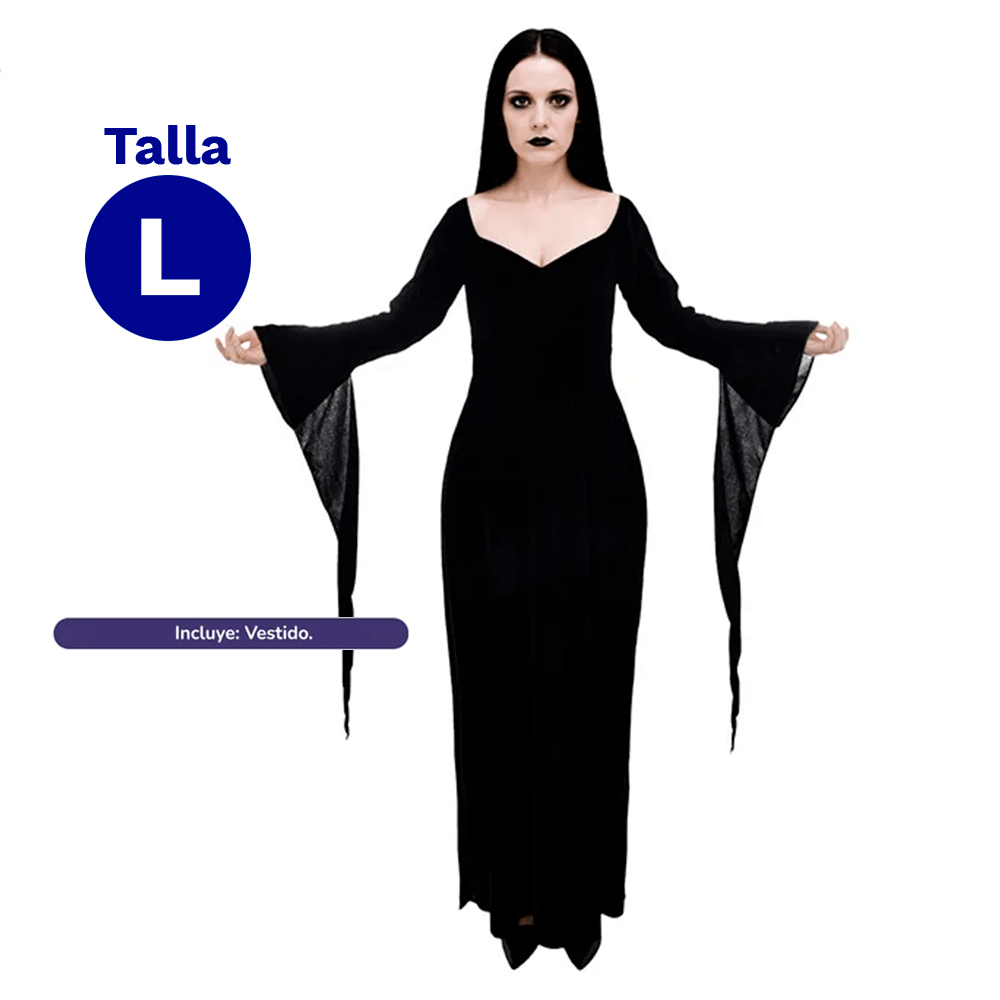 Traje Merlina Morticia Addams Talla L Fiestamania