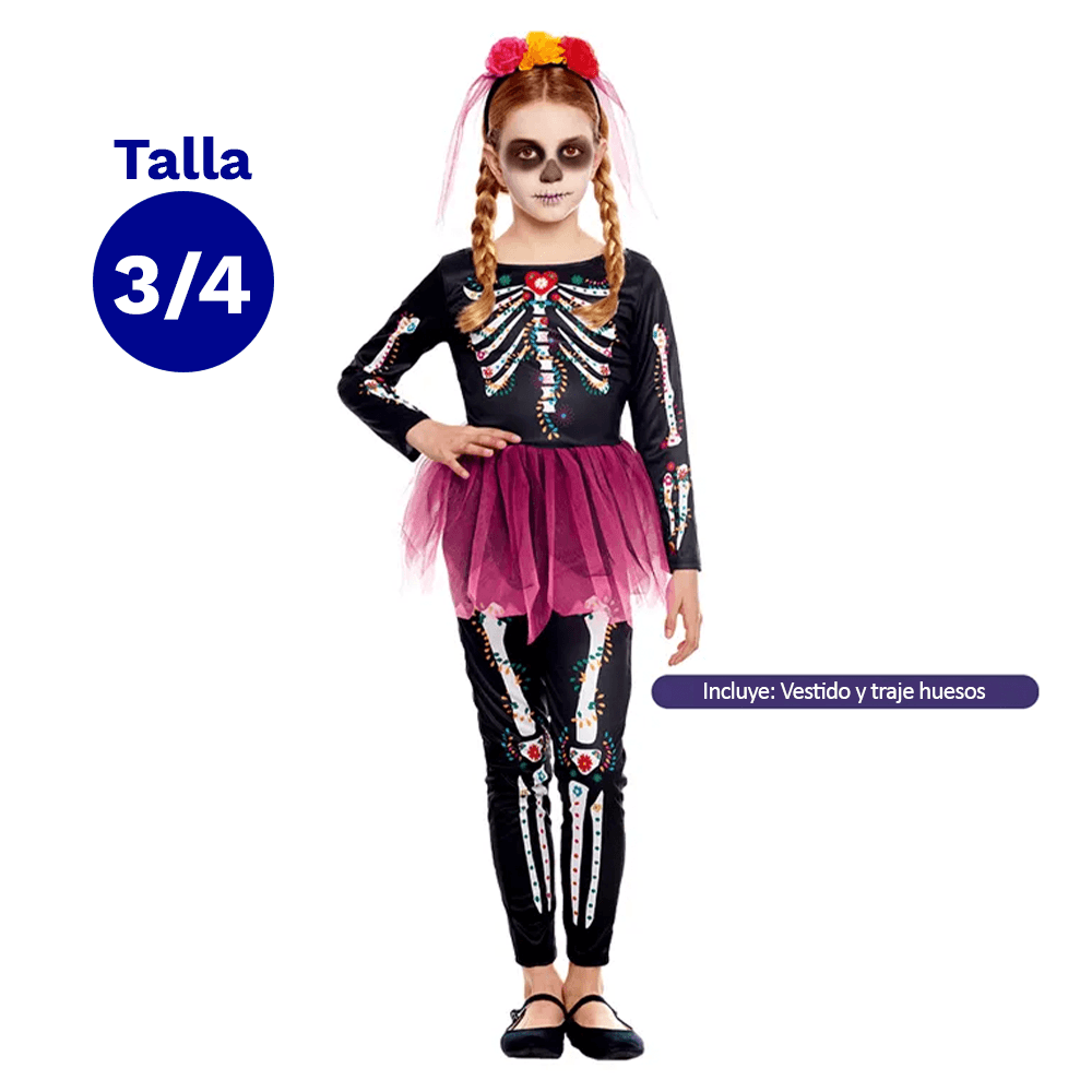 Disfraz Catrina Love Talla 3-4 Fiestamania