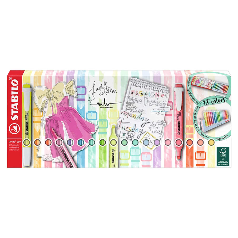 Destacadores  Wallet Swing Cool 18 Colores Pastel Stabilo