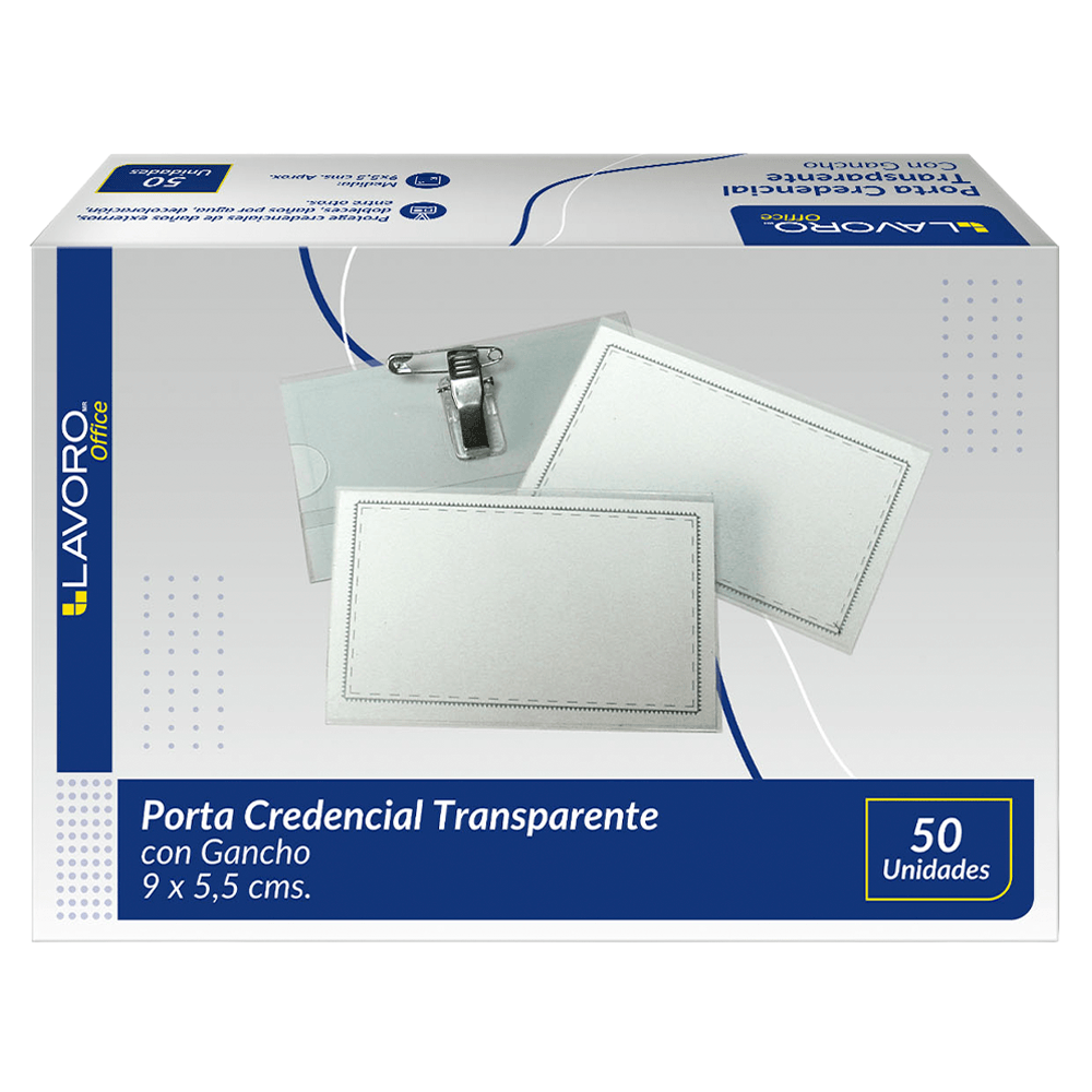 Porta Credencial Chica Con  Gancho 50 Unidades Lavoro