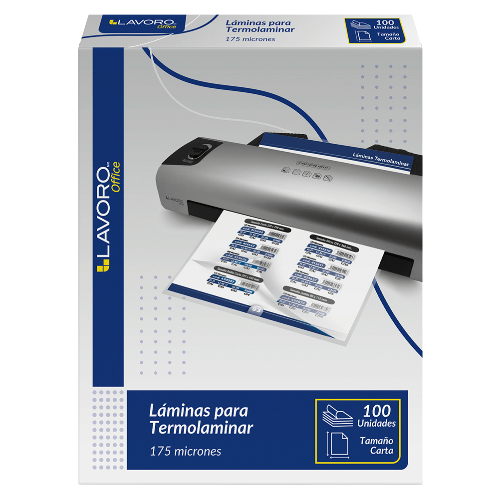 Lamina Para Termolaminar Carta 229 X 290 Mm 100 Unidades 175 Micrones Lavoro