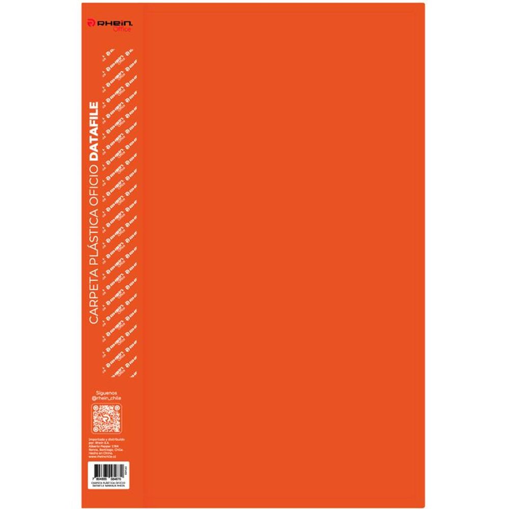 Carpeta Plastica Con Gusano Oficio Datafile Naranja Rhein