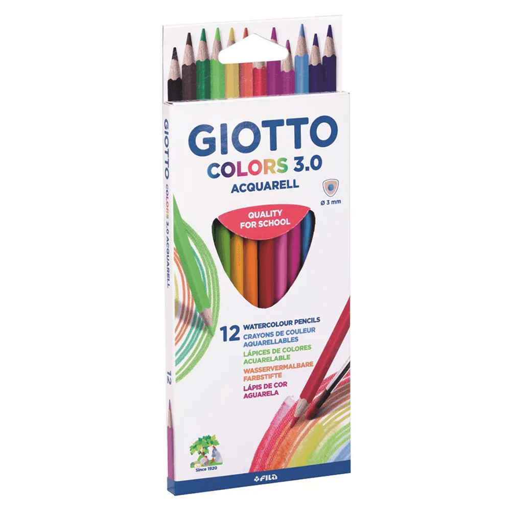 Lapices 12 Colores Largos Acuarelables Triangulares  Giotto