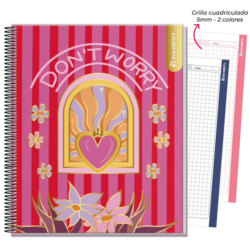 Cuaderno Especial 1/2 Oficio Flowers 120 Hojas 5 Mm Rhein