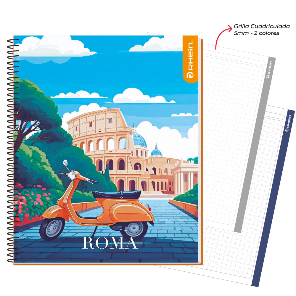 Cuaderno Especial Super Class 1/2 Oficio Travel 5 Mm 120 Hojas Rhein