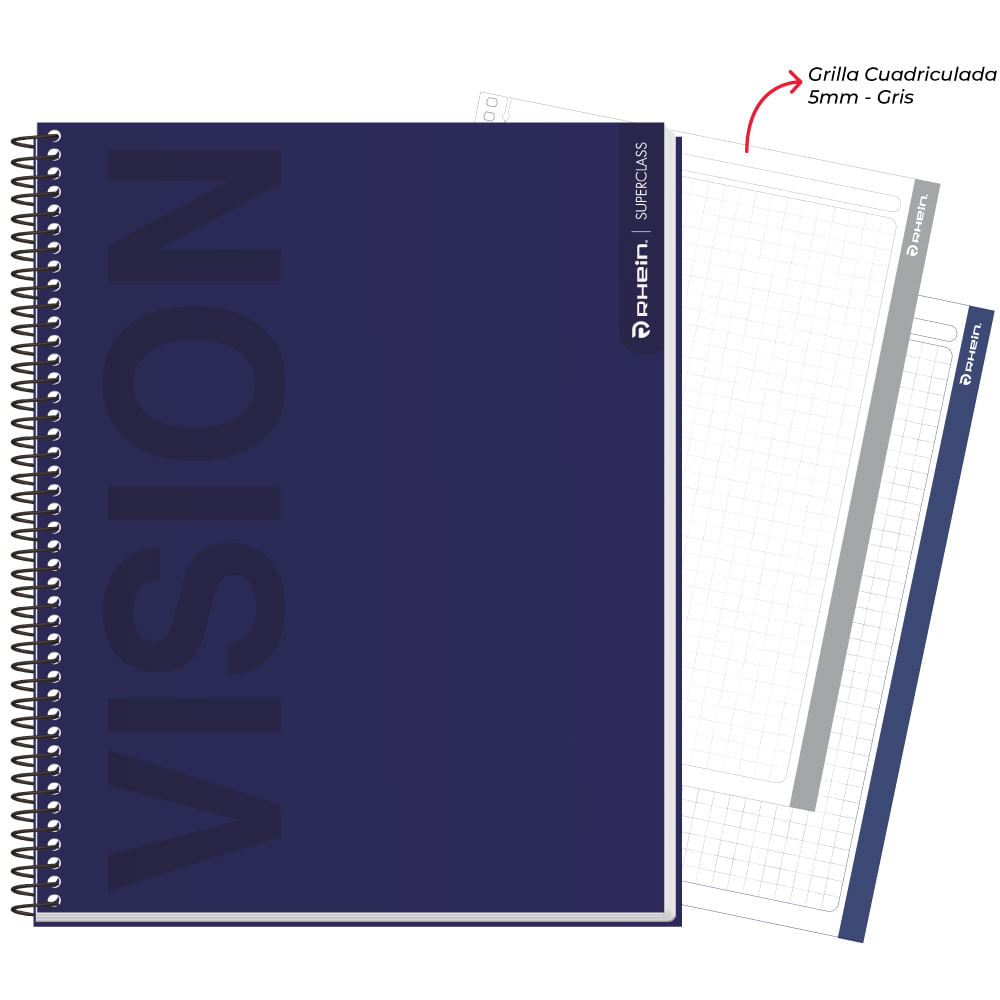 Cuaderno Especial Super Class 1/2 Oficio Neutral 120 Hojas 5 Mm Rhein