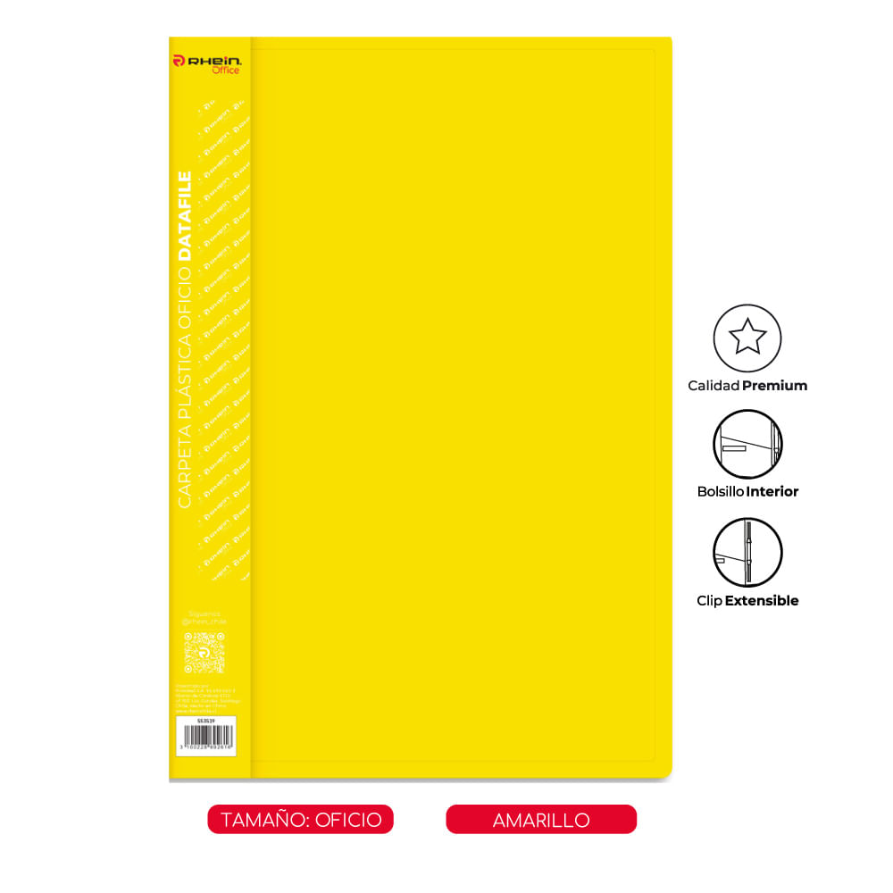 Carpeta Plastica Con Gusano Oficio Datafile Amarilla Rhein