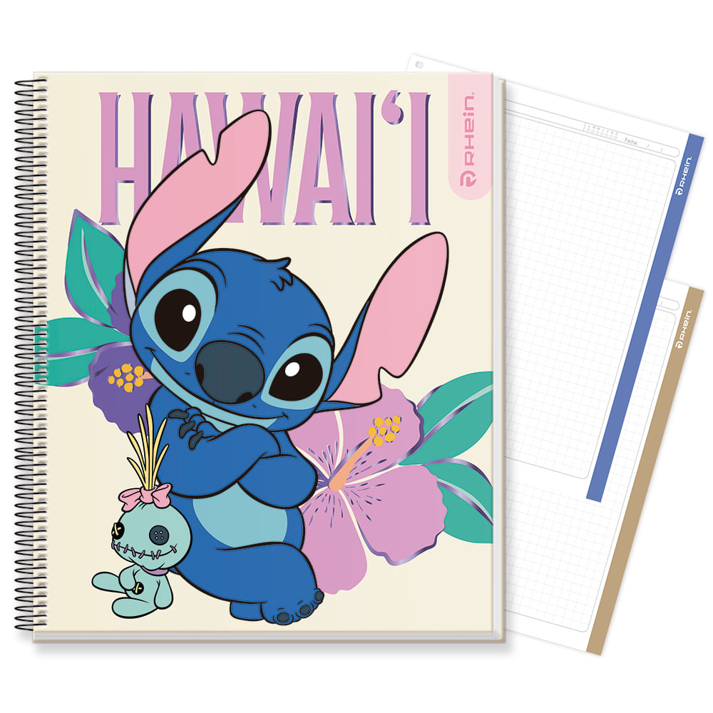 Cuaderno Especial 1/2 Oficio 120 Hojas 5 Mm Stitch Hawaii Diseño 1 Rhein
