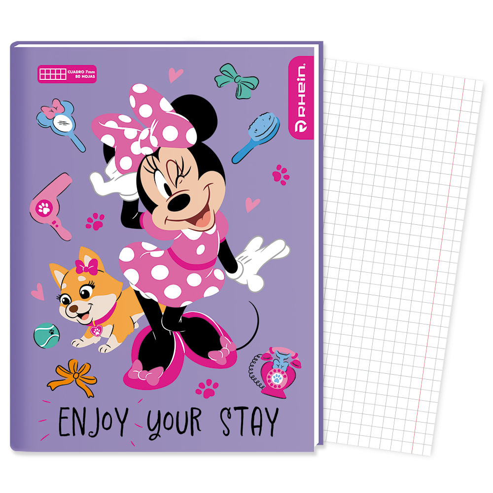 Cuaderno College Minnie 80 Hojas 7 Mm Con Stickers Diseño 1 Rhein