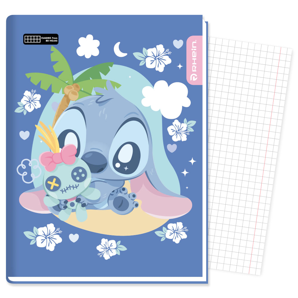 Cuaderno College Stitch 80 Hojas 7 Mm Con Stickers Diseño 2 Rhein