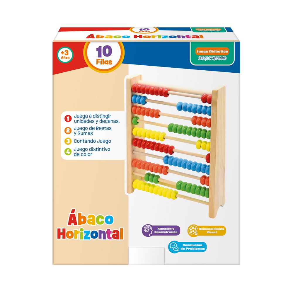 Abaco Horizontal Madera 10 Filas 30 x 22 Cms Nobel Toys