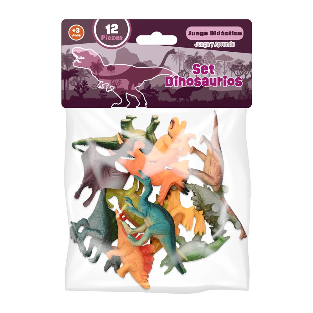 Set Dinosaurios 12 Piezas En Bolsa Pvc Nobel Toys