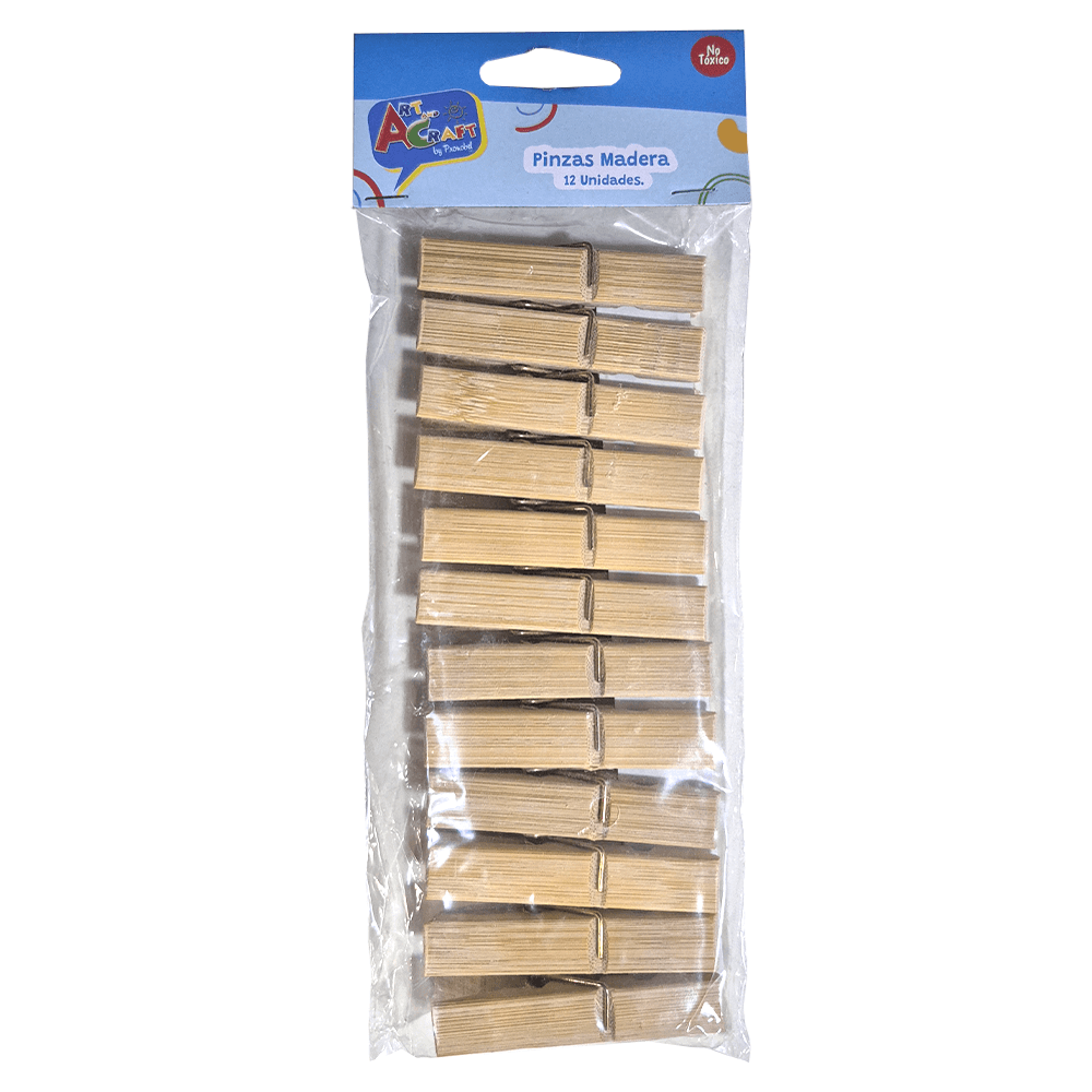 Pinzas De Ropa Madera Natural 12 Unidades Art & Craft