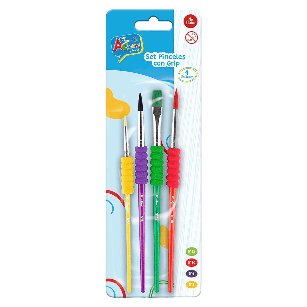 Set 4 Pinceles Con Grip Art & Craft