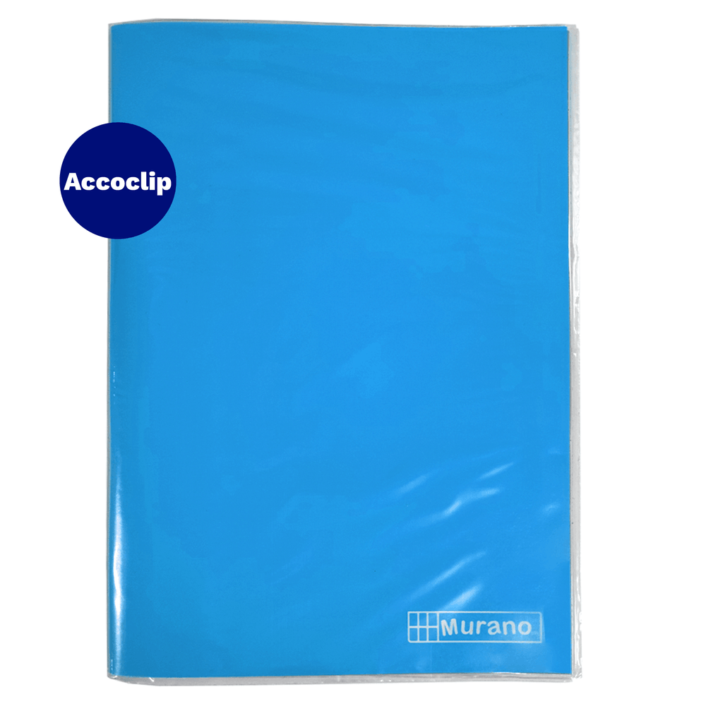 Carpeta Plastificada Con Accoclip Oficio Celeste Murano