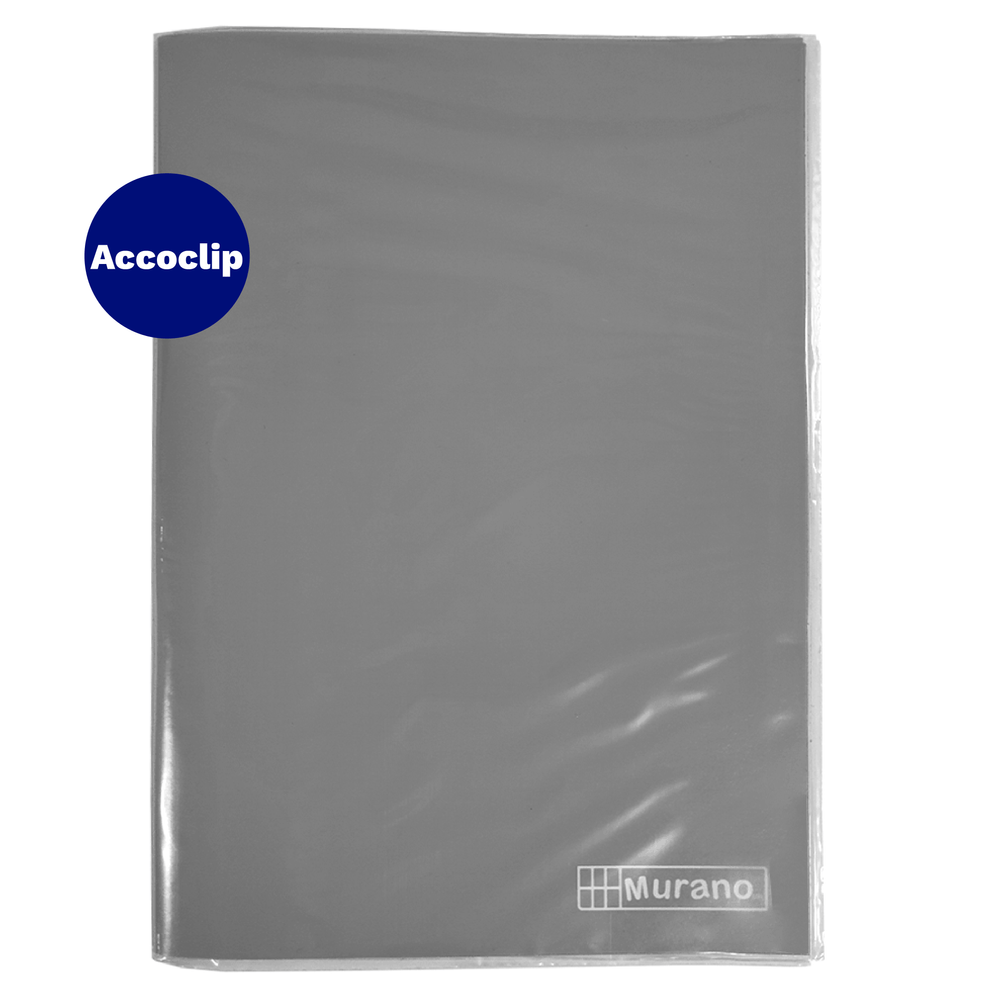 Carpeta Plastificada Con Accoclip Oficio Gris Murano