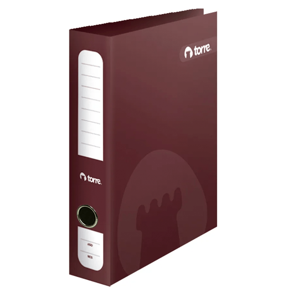 Archivador Palanca Carta Lomo Angosto Para 350 Hojas Burdeo Torre