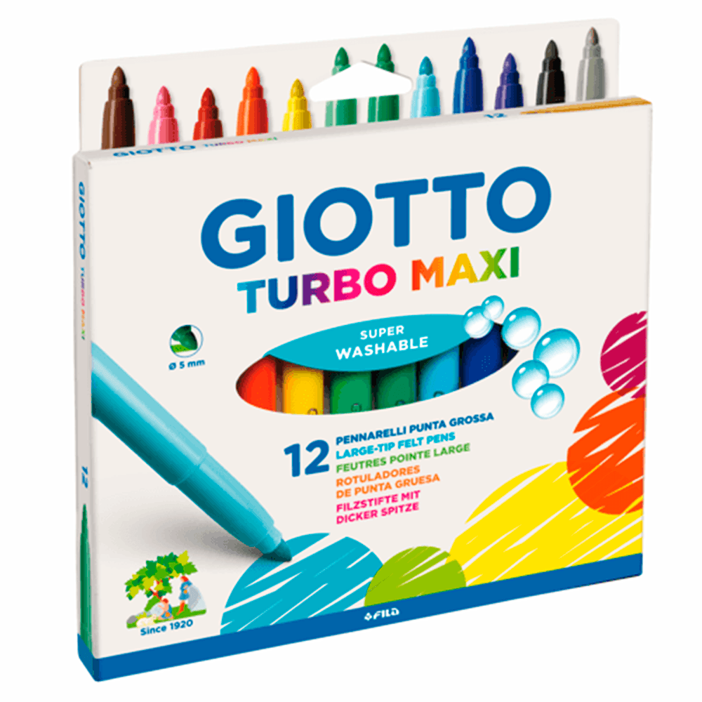 Plumon Escolar Jumbo 12 Colores Lavable Giotto