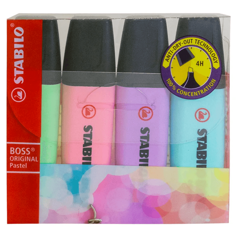 Blister 4 Destacadores De Escritorio Boss Pastel Wallet Stabilo