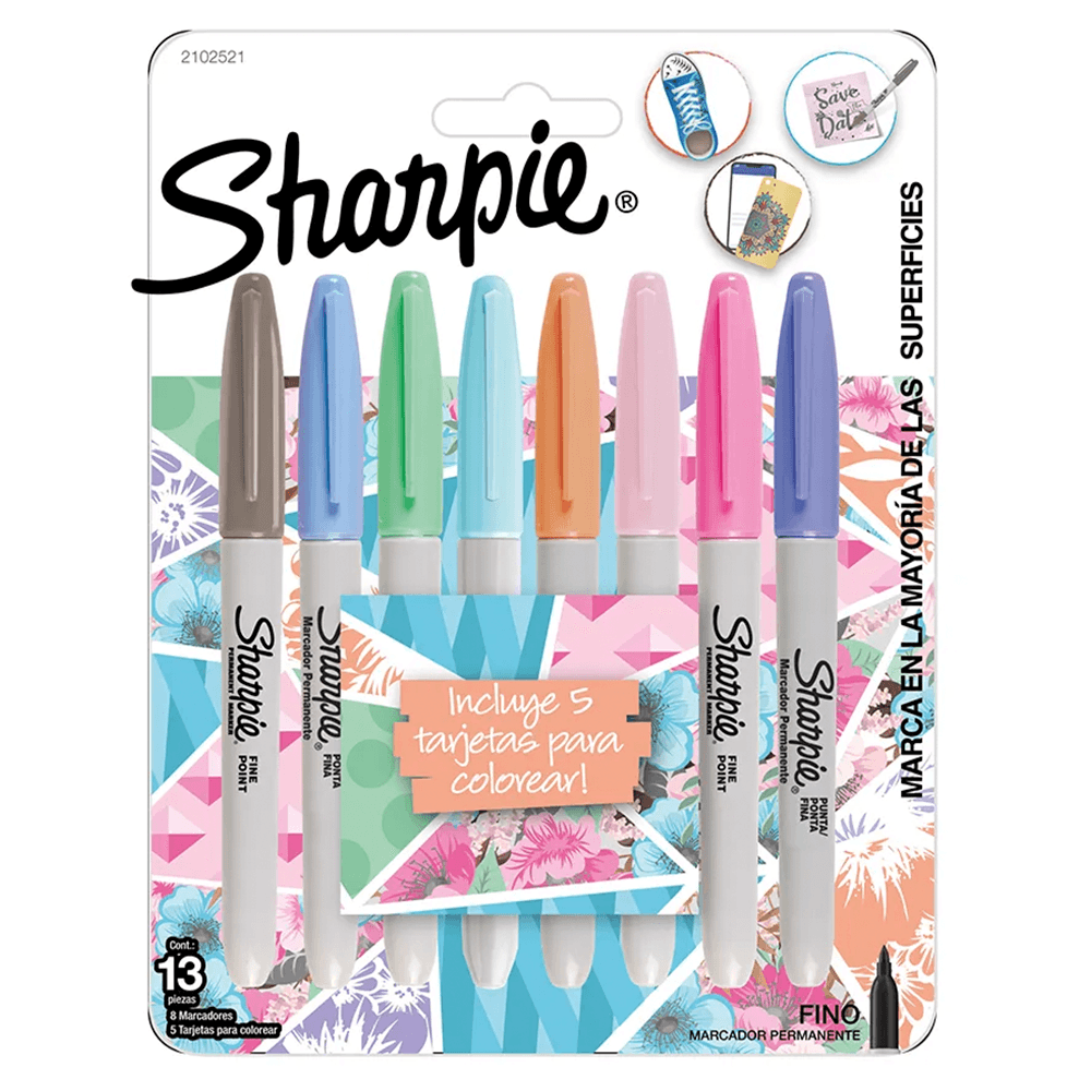 Marcador Permanente 8 Colores Pastel Sharpie