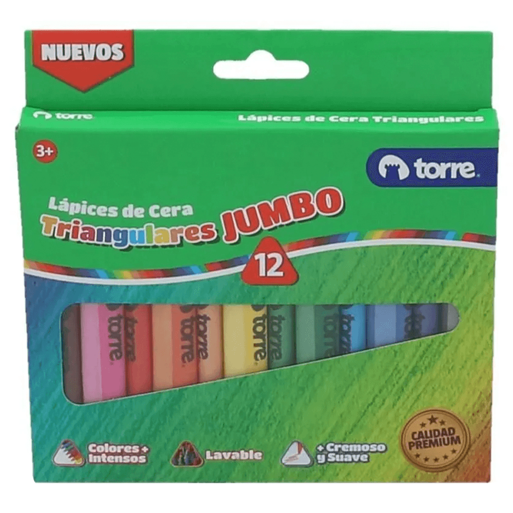 Lapices De Cera Jumbo 12 Unidades  Imagia Triangular Torre