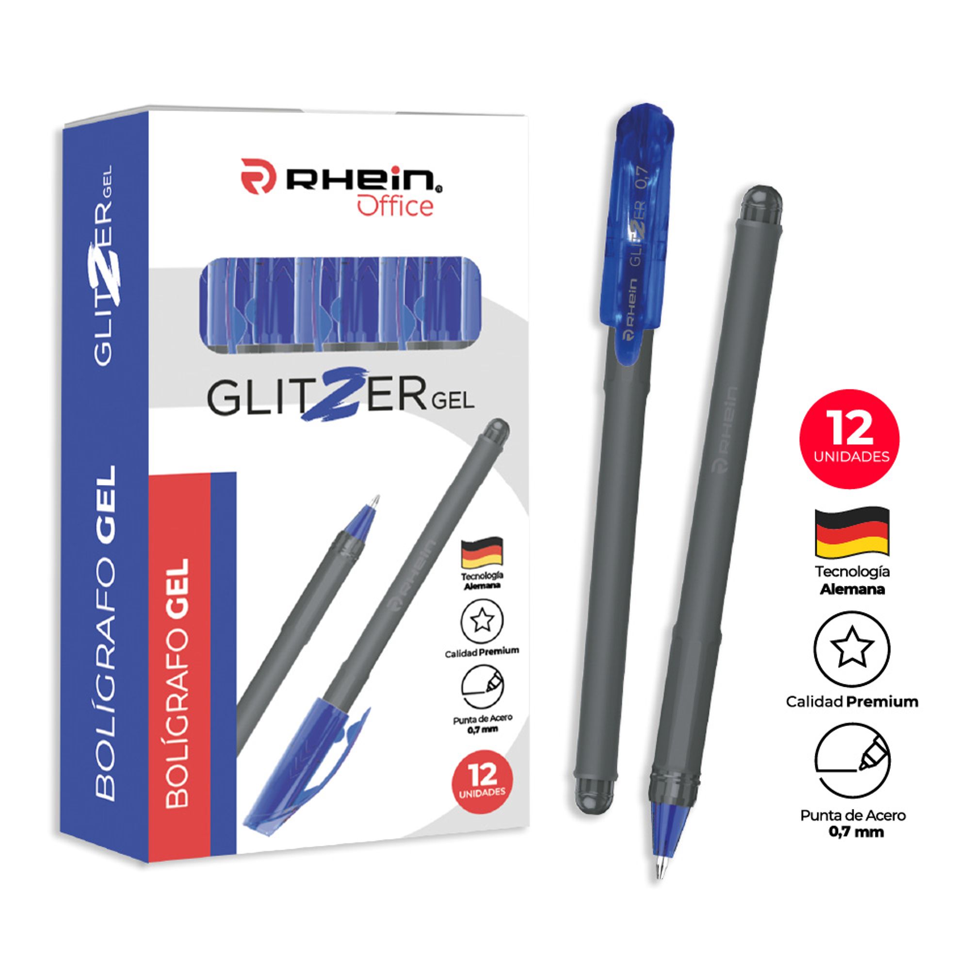 Lapiz Tinta Gel 0,7 Mm Azul G-1 Cuerpo Cristal Transparente Punta