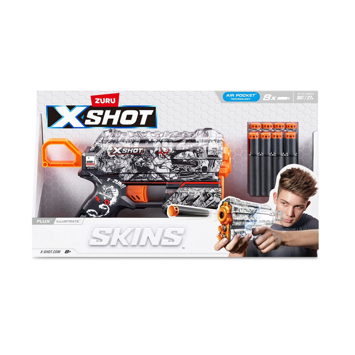 Lanza Dardos Flux Skins Con 8 Dardos X-Shot