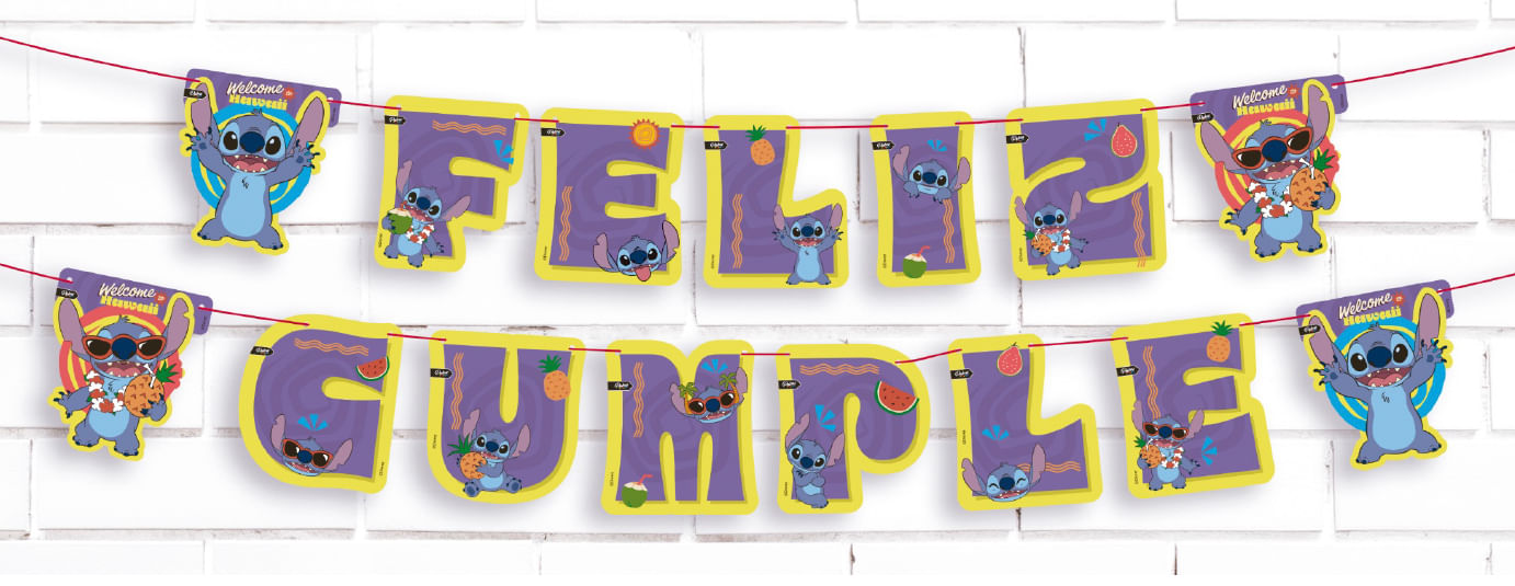 Guirnalda Feliz Cumpleaños 3 Mt 1 Unidad Stitch