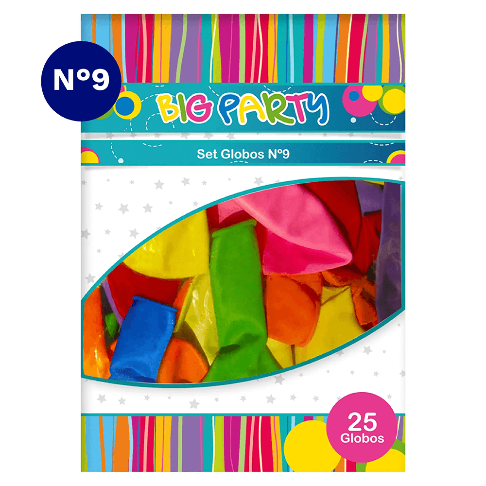 Set Globos Color Colores Surtidos 25 Unidades N°9 Big Party