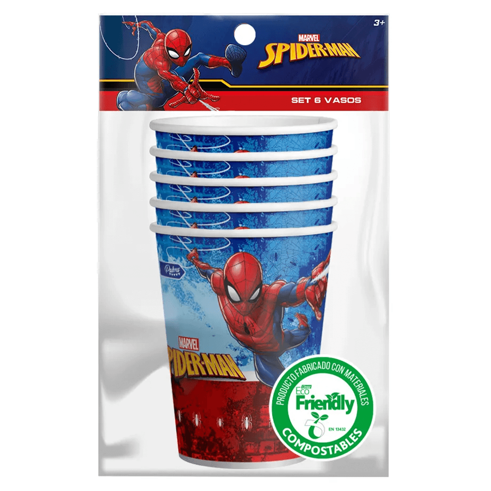 Set 6 Vasos Plasticos Spiderman