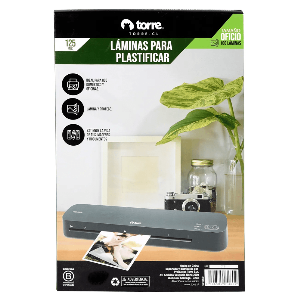 Sobre Para Plastificar Oficio 125 Micrones 100 Unidades Torre